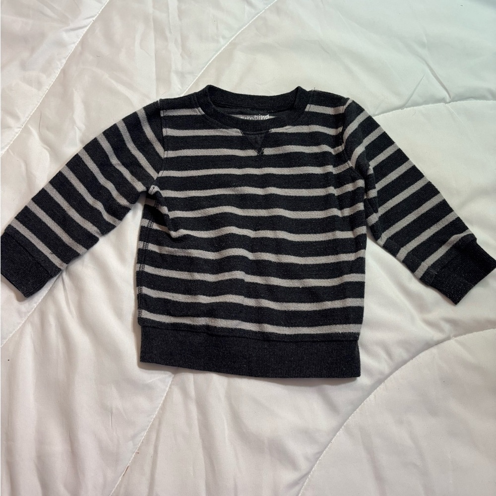 Jumping Beans Gray and White Striped long sleeve top 18 months